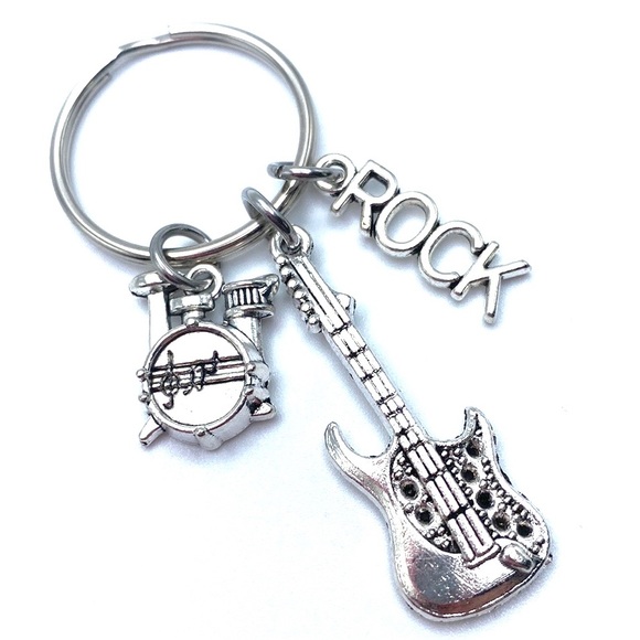 Musician Keychain Drum Set Guitar Rock Charms - Picture 2 of 3